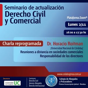 Charla Reprogramada en Seminario de Actualización en Derecho Civil y Comercial
