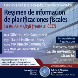 Conferencia sobre el régimen de información de Planificaciones Fiscales frente al Código Civil y Comercial de la Nación