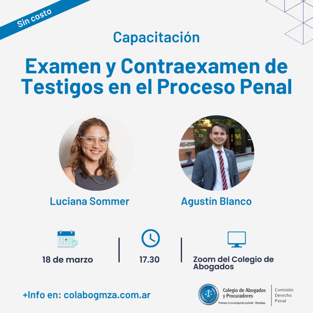 Un Taller Virtual Se Centrará En El Examen Y Contraexamen De Testigos